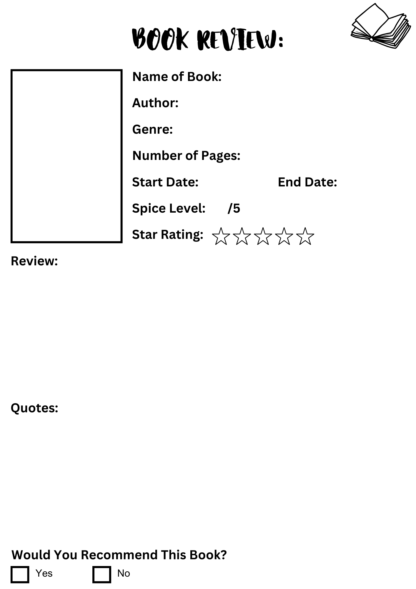 Book Review Page Template (A4)