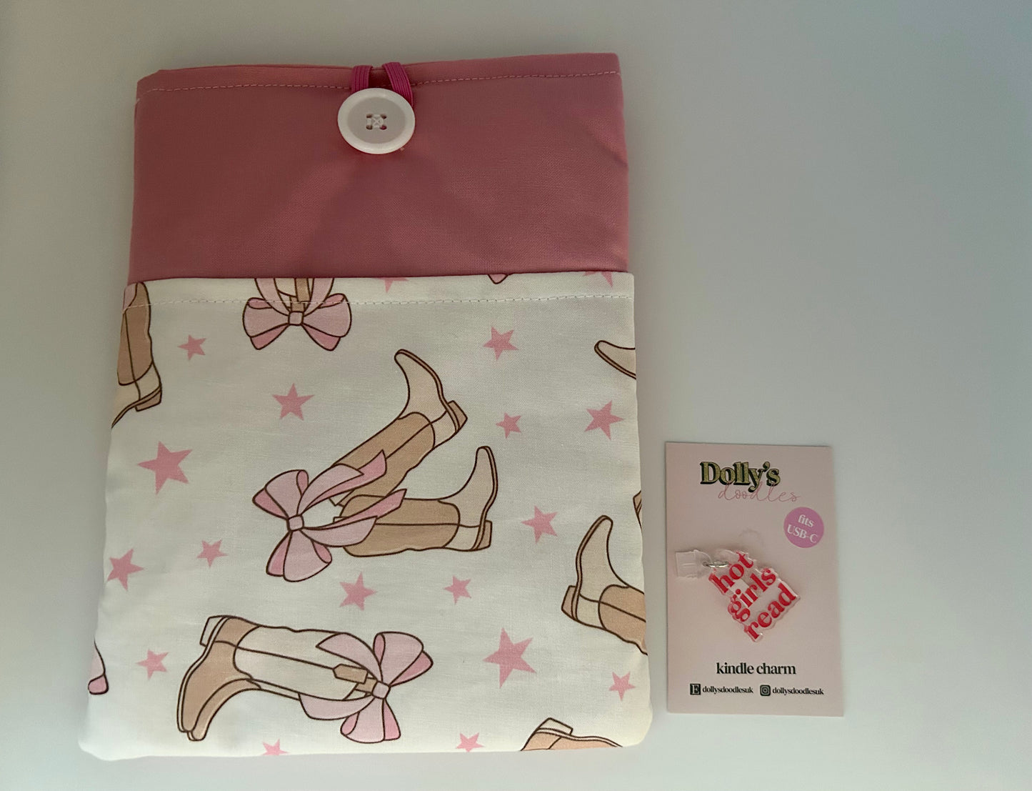 Cowgirl Boots Kindle Sleeve and “Hot Girls Read” Kindle Charm