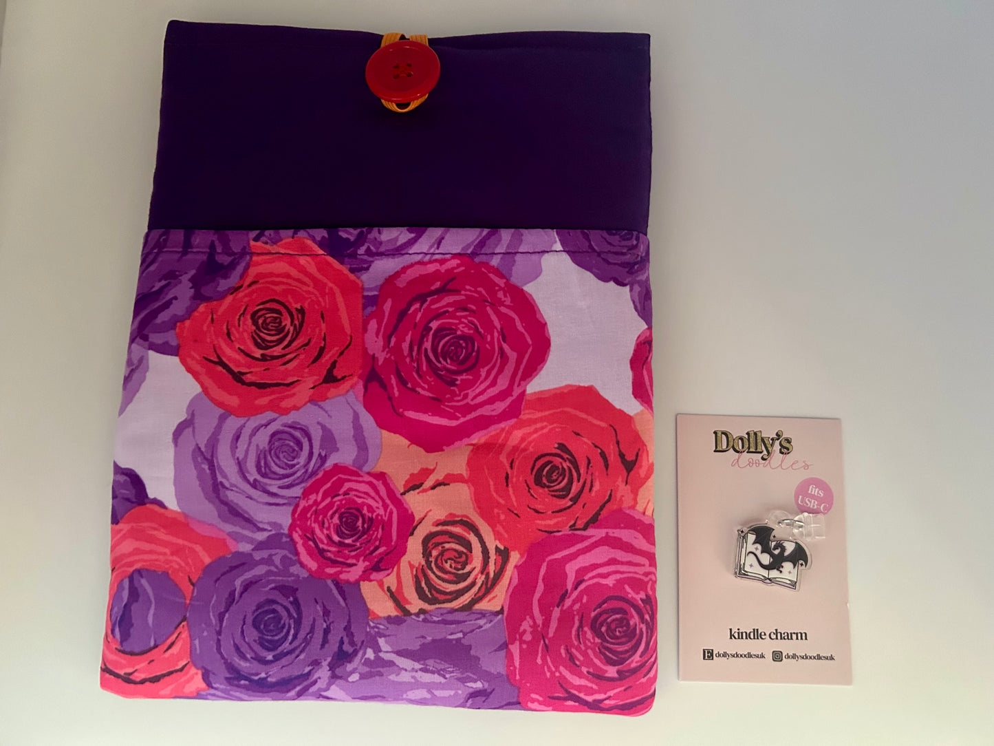Roses Kindle Sleeve and Dragon Kindle Charm