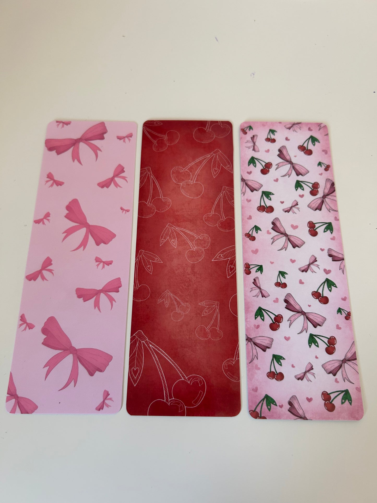 Laminated Cherry Bow Bookmark Pack