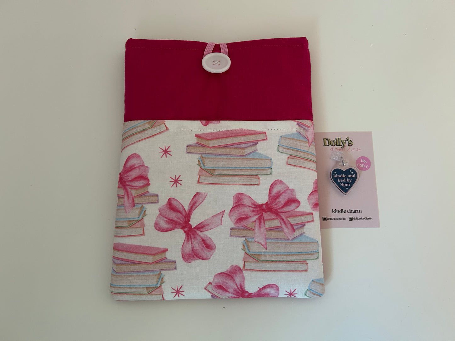 Books and Bows Kindle Sleeve and “Kindle and Bed by 9pm” Kindle Charm