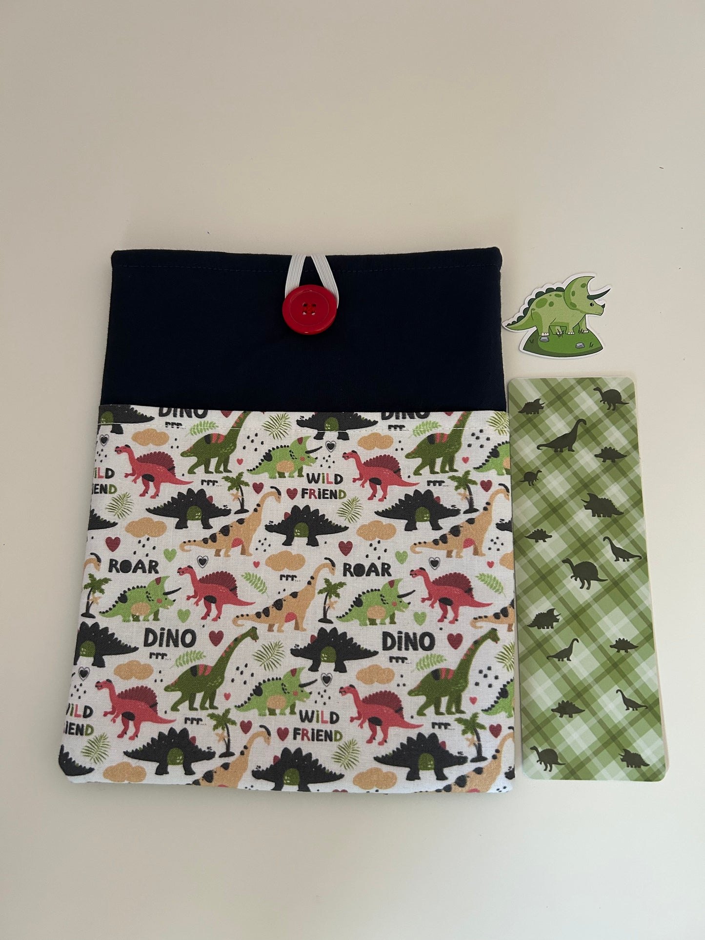Dino Book Sleeve, Bookmark and Sticker Pack