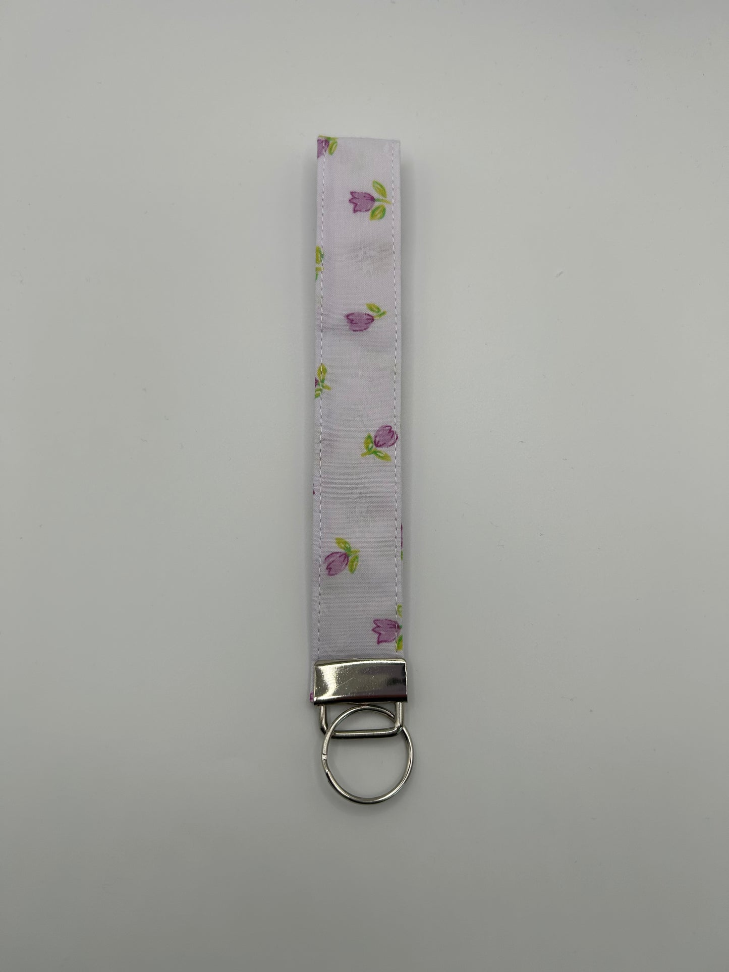White Purple Ditsy Flower Wristlet