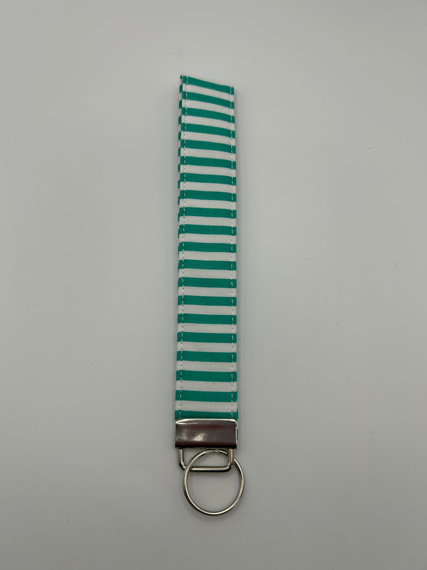 Green and White Stripe Wristlet
