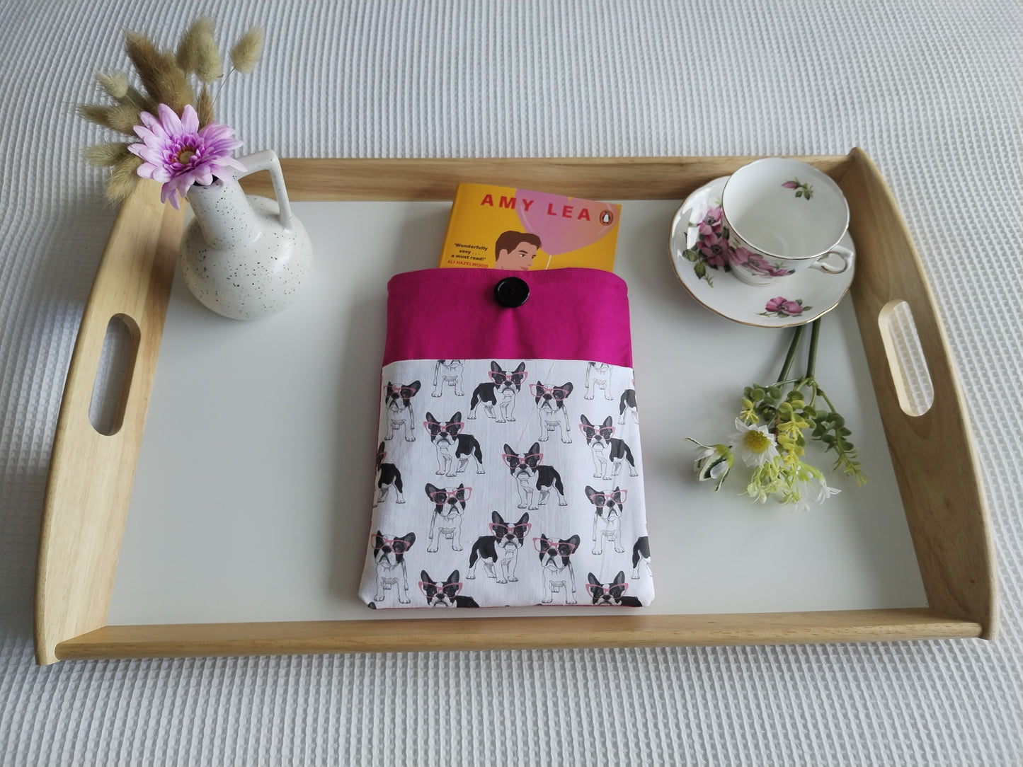 Standard Paperback Size Dog Book Sleeve in Pink (AR)