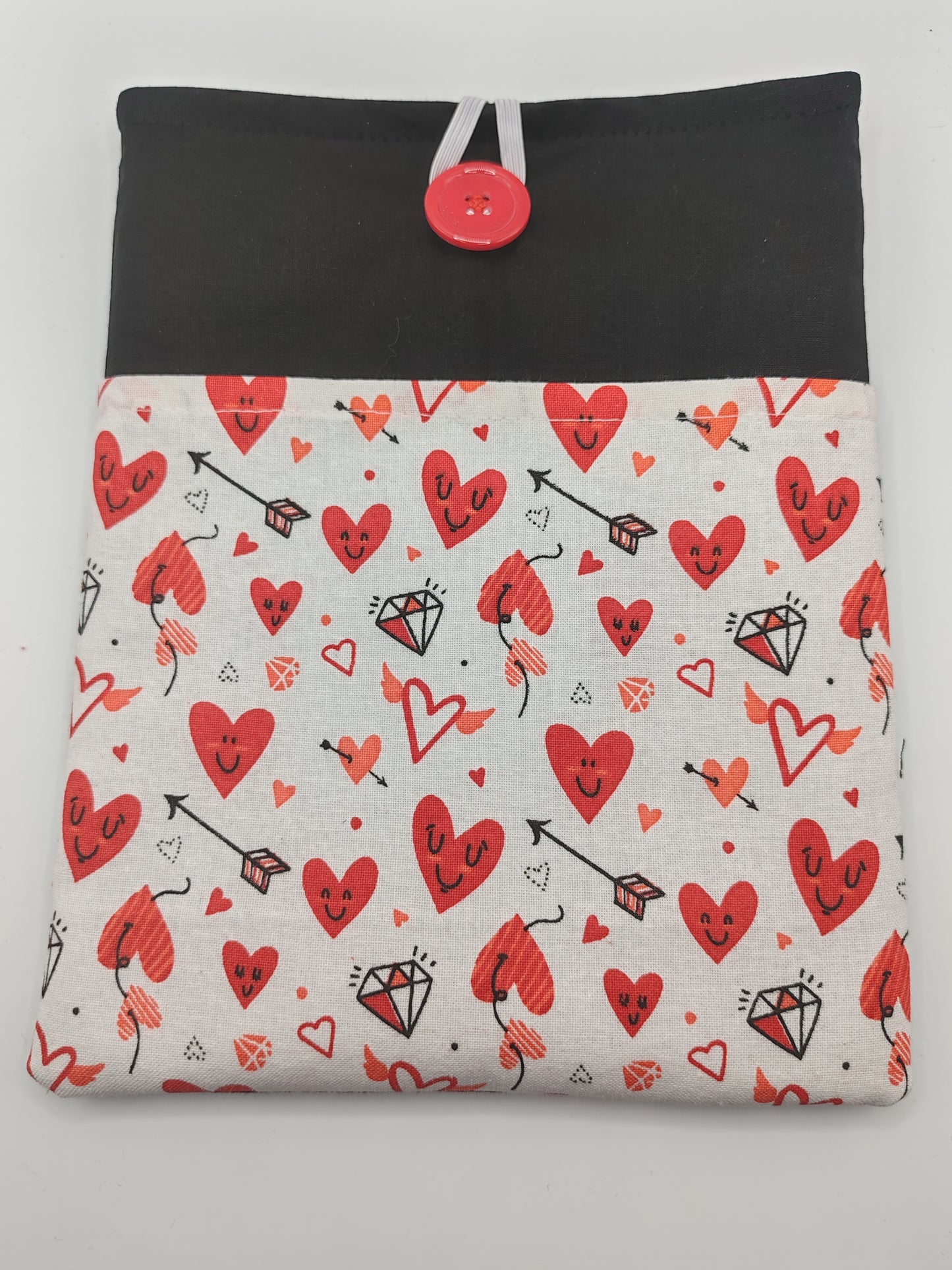Black and Red Hearts Book Sleeve