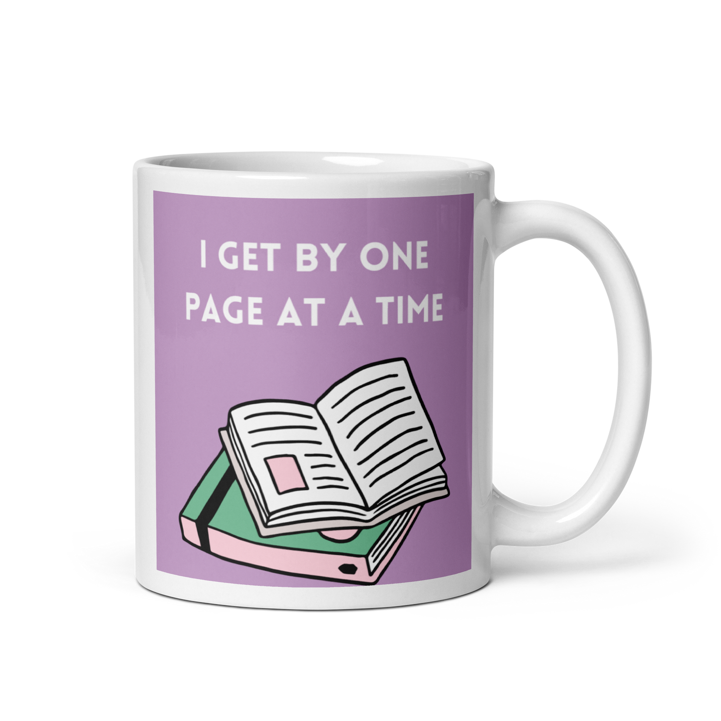 I Get By One Page at a Time Glossy Mug