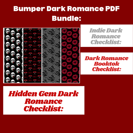 4 Dark Romance Bookmarks and 3 Checklists PDF Bundle