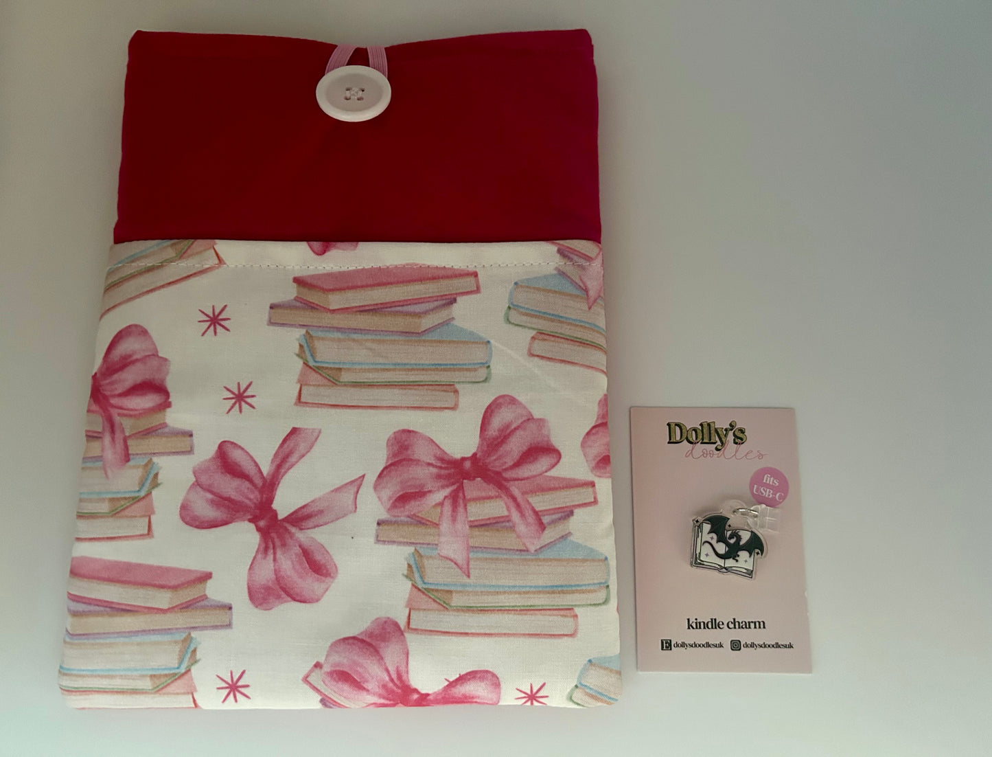 Books and Bows Kindle Sleeve and Dragon Kindle Charm