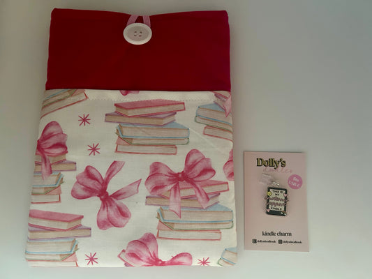 Books and Bows Kindle Sleeve and “This is My Emotional Support Kindle” Kindle Charm