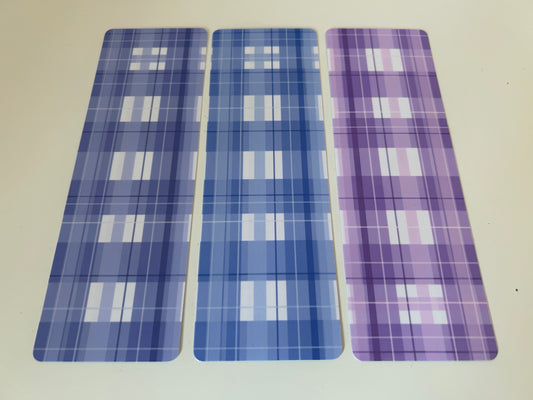 Laminated Blue/Purple Gingham Bookmark Pack