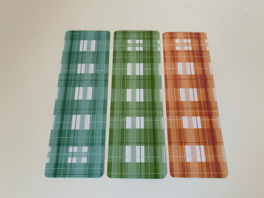 Laminated Green/Orange Gingham Bookmark Pack