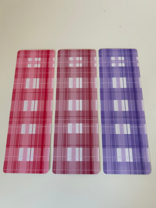 Laminated Pink/Purple Gingham Bookmark Pack