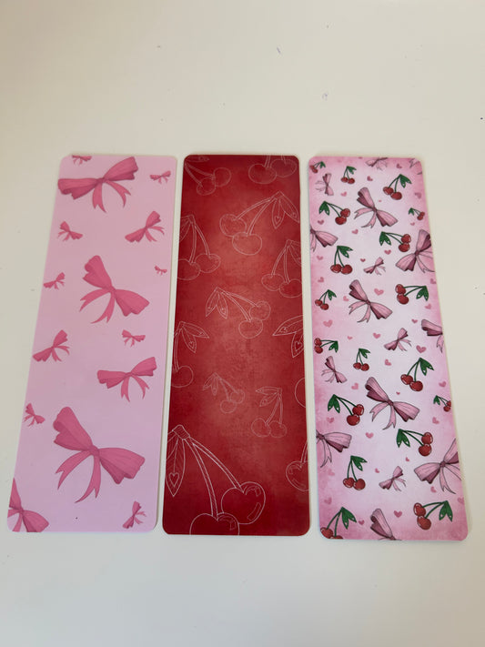 Laminated Cherry Bow Bookmark Pack