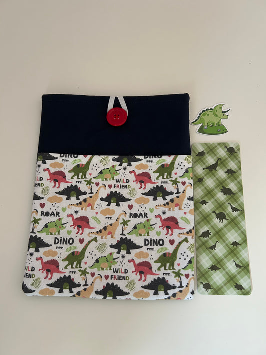 Dino Book Sleeve, Bookmark and Sticker Pack