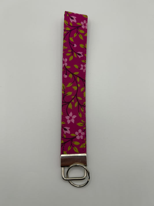 Pink and Green Leaves Wristlet