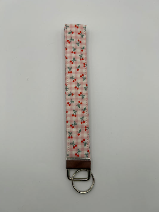 Cherry Pink Gingham Wristlet