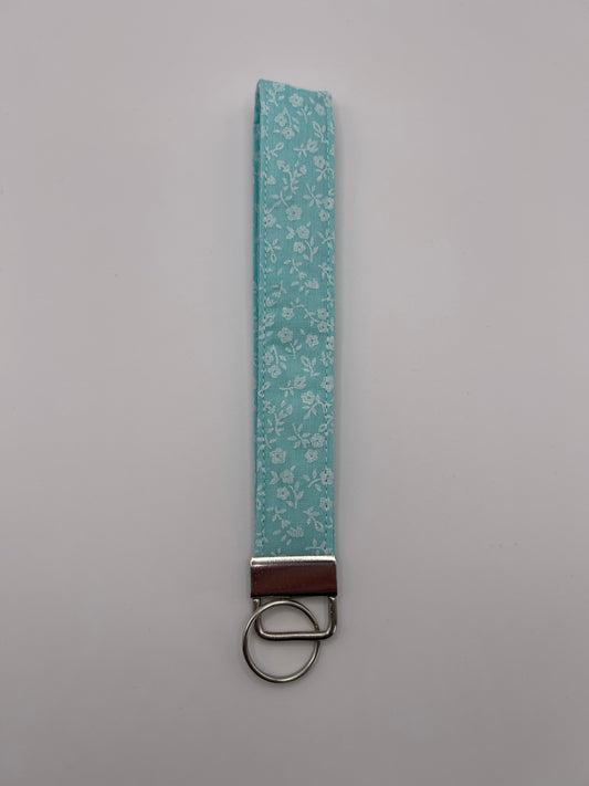 Blue and White Flower Wristlet