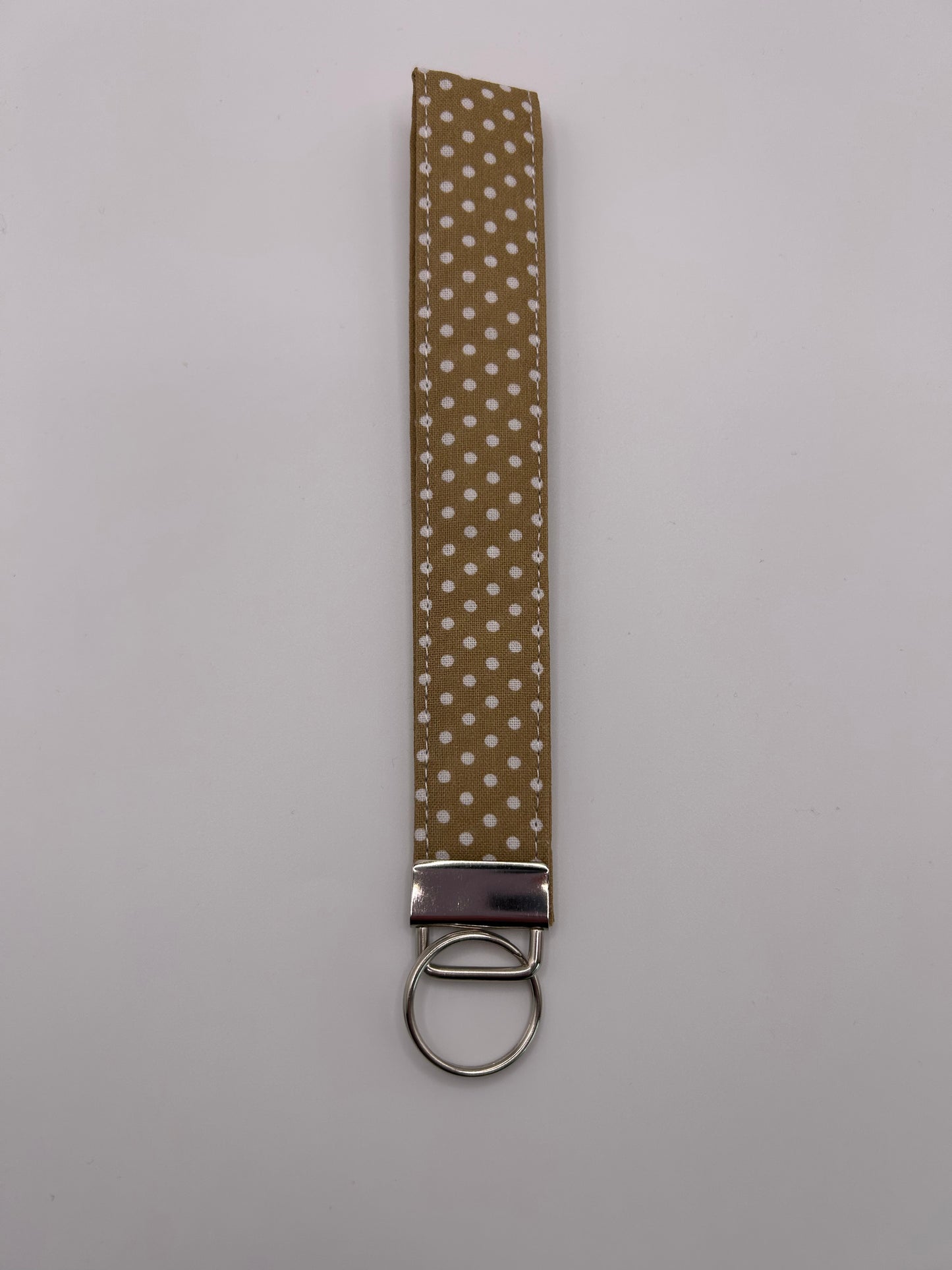 Brown and White Polka Dot Wristlet