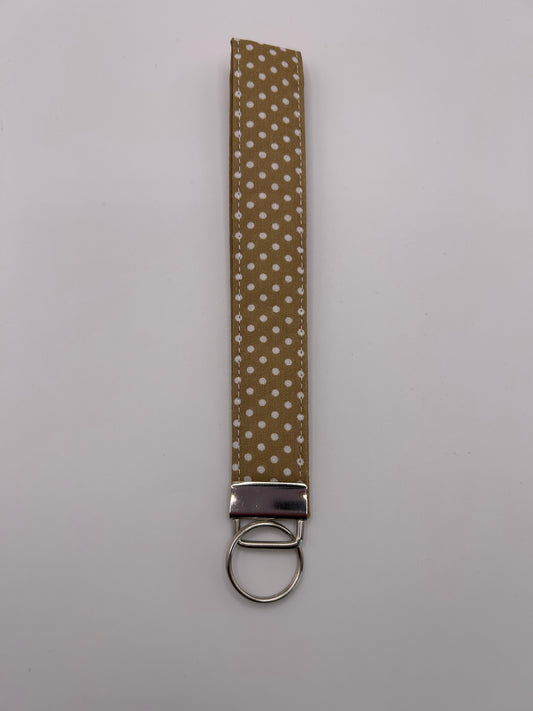 Brown and White Polka Dot Wristlet