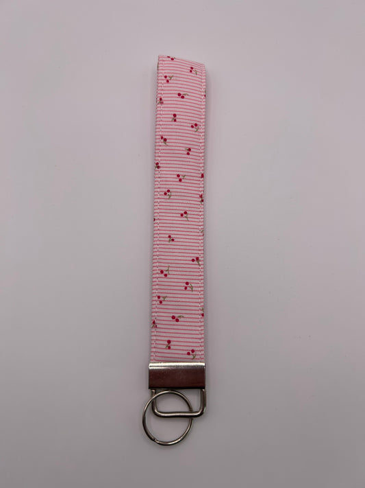 Red Cherry Stripe Wristlet