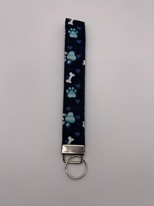 Blue Paw Print Wristlet