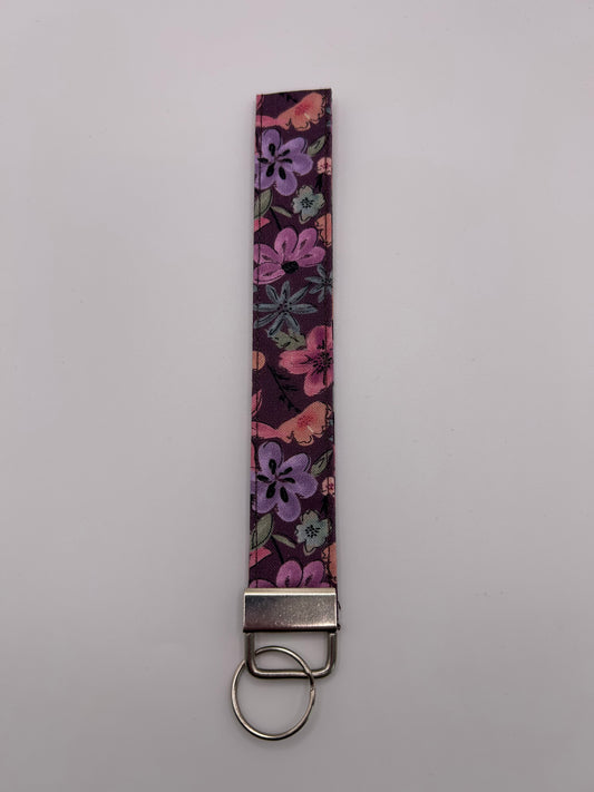 Purple and Pink Flower Wristlet