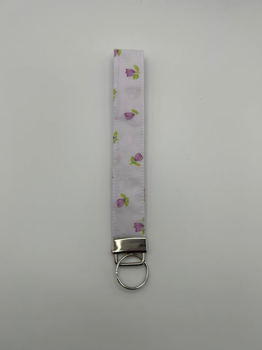 White Purple Ditsy Flower Wristlet