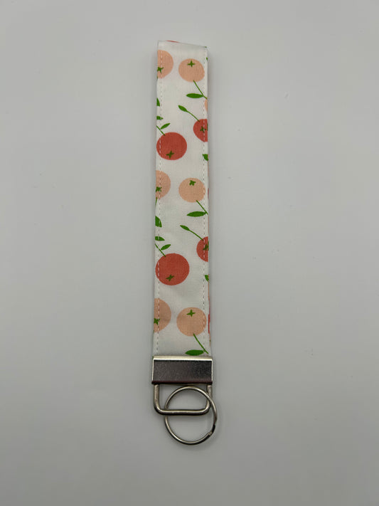 Tan and Red Flower Wristlet