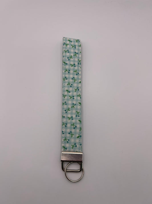Green Cherry Gingham Wristlet