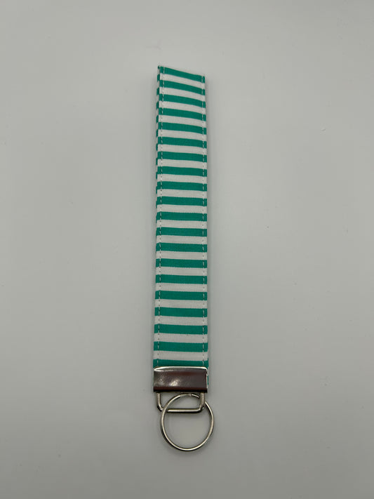 Green and White Stripe Wristlet
