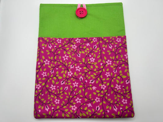 Pink and Green Floral Book Sleeve