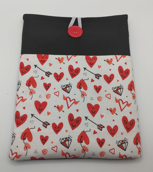 Black and Red Hearts Book Sleeve
