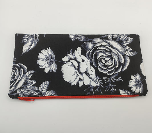 Black Floral Pencil Case
