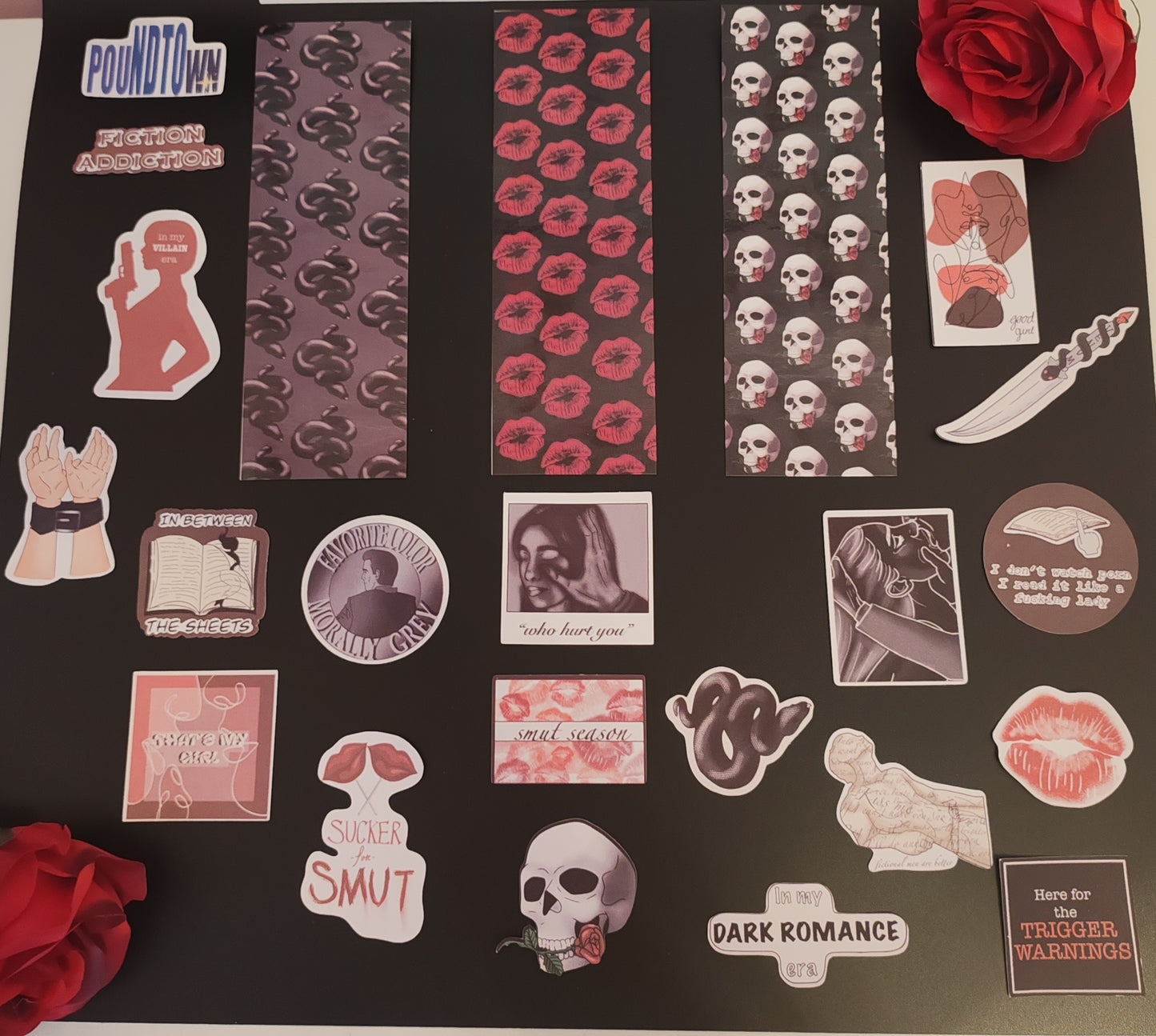 Dark Romance Bundle: 3 Bookmarks, 20 Stickers, 3 Checklists