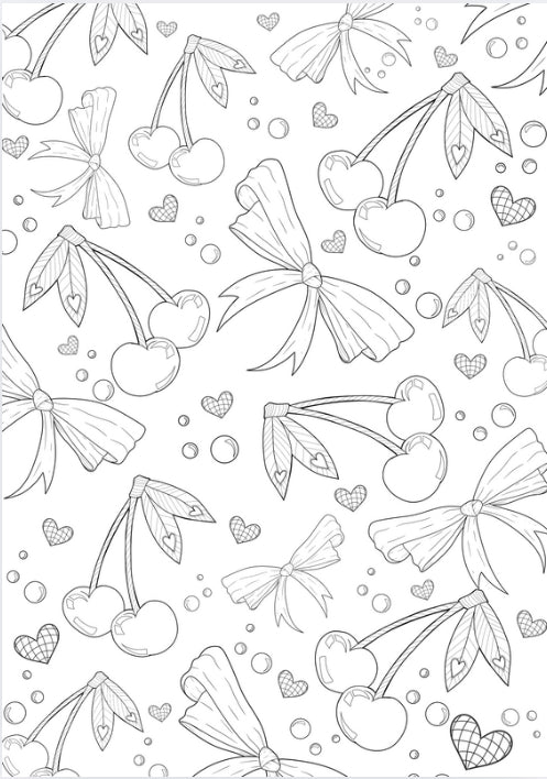 Cherry Bow PDF Colouring Page