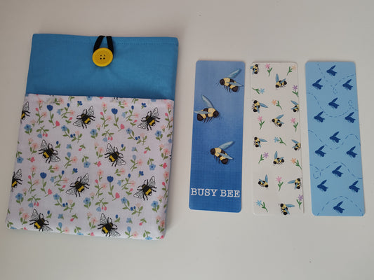 Floral Bee Book Sleeve and Bookmark Pack