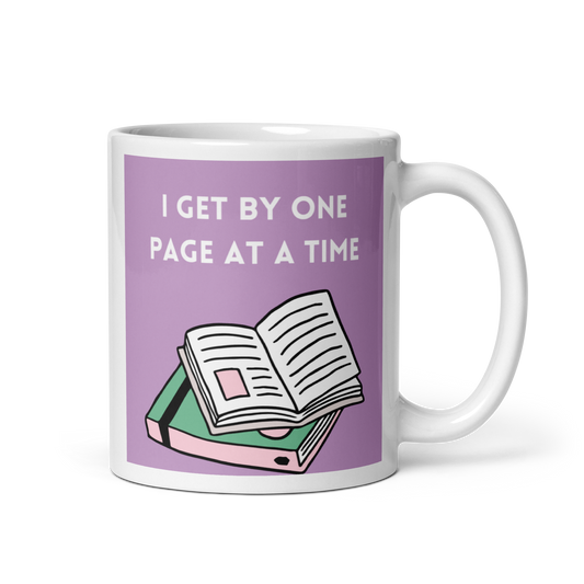 I Get By One Page at a Time Glossy Mug
