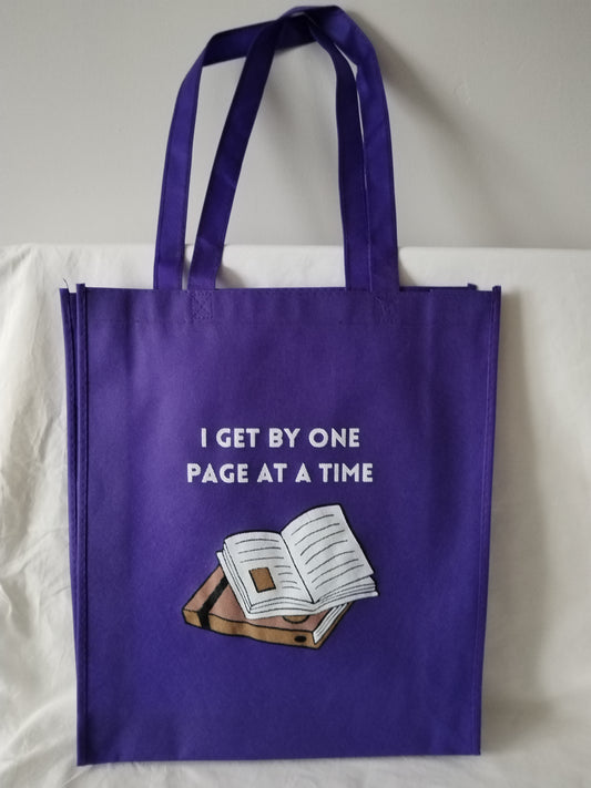 I Get By One Page at a Time Tote Bag